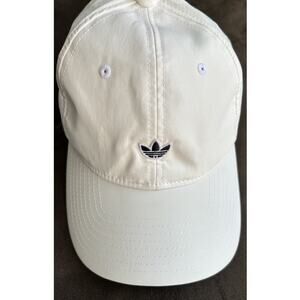 Womens Adidas Hat Golf Tennis White Relaxed Nylon WhiteTrefoil Strapback Hat OS